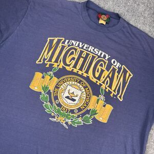 Vintage Jostens NCAA University of Michigan Blue Crest Shirt 3XL Tall USA